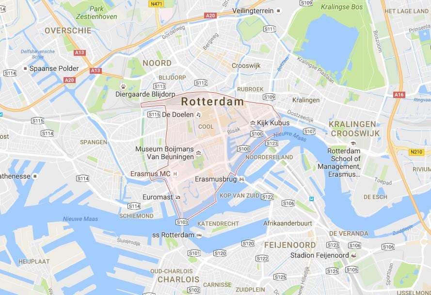 Kaart van park-and-ride Rotterdam 