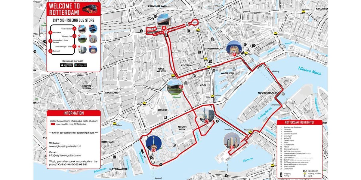 Kaart van Rotterdam de bus 
