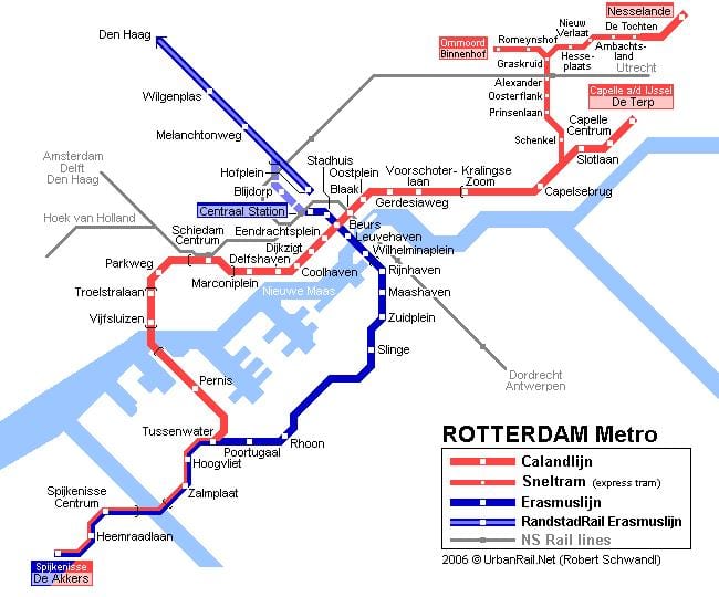 Rotterdam-het openbaar vervoer kaart
