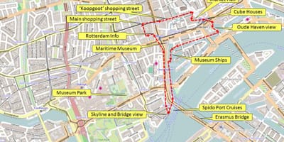 Kaart van Rotterdam walking tour 